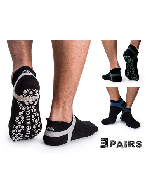 Muezna Men's Non-Slip Yoga Socks, Anti-Skid Pilates, Barre, Bikram Fitness Hospital Slipper Socks with Grips