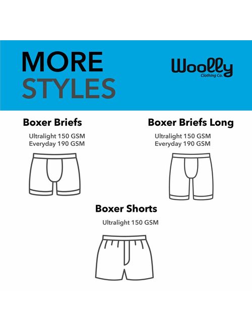 Woolly Clothing Men's Merino Wool Boxer Brief - Everyday Weight - Wicking Breathable Anti-Odor