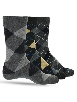 3 Pack Mens Dress Socks Premium Cotton Argyle Men's Dress Socks For Men - Colorful Fashion