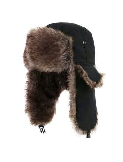 Yesurprise Trapper Warm Russian Trooper Fur Earflap Winter Skiing Warm Hat Cap Women Men Unisex Windproof Army Black