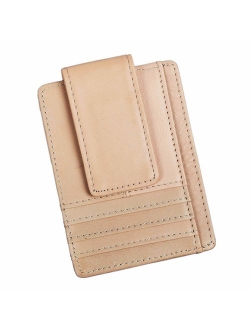 Le'aokuu Genuine Leather Magnet Money Clip Credit Card Case Holder Slim Wallet