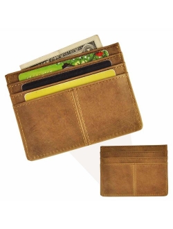 Le'aokuu Genuine Leather Magnet Money Clip Credit Card Case Holder Slim Wallet