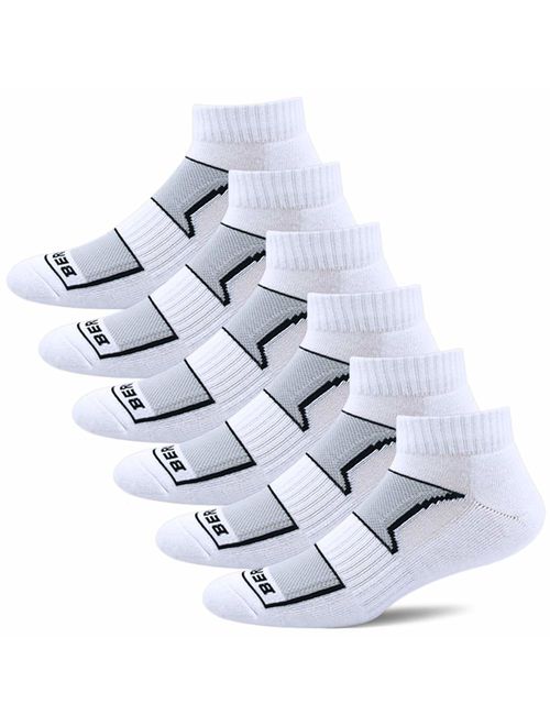 BERING Men's Performance Ankle Athletic Running Socks (6 Pack)