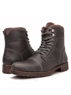 Mens Fashion Lace Up Cap Toe Winter Ankle Combat Boots