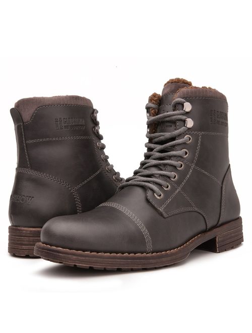 GLOBALWIN Mens Fashion Lace Up Cap Toe Winter Ankle Combat Boots