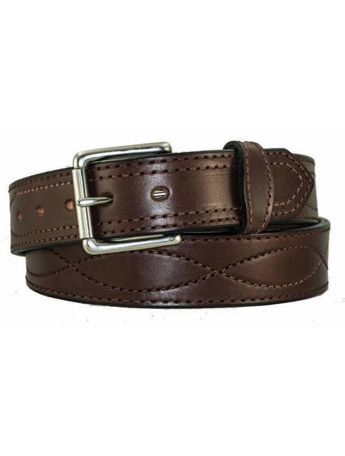 Men's Harness Leather Work Belt - 1 1/2 w/Decorative Figure 8 Stitching