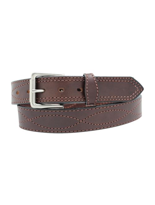 Men's Harness Leather Work Belt - 1 1/2 w/Decorative Figure 8 Stitching