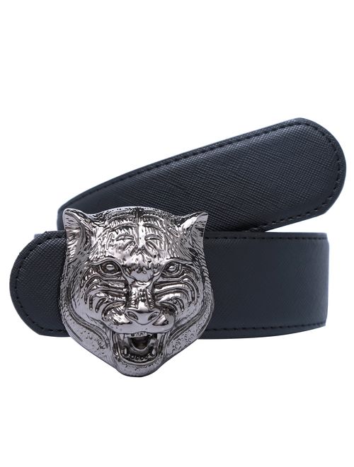 Yuangu Men's Big Tiger Buckle 38-mm Italian Leather Belt