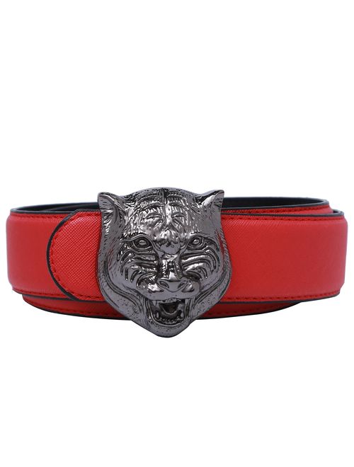 Yuangu Men's Big Tiger Buckle 38-mm Italian Leather Belt