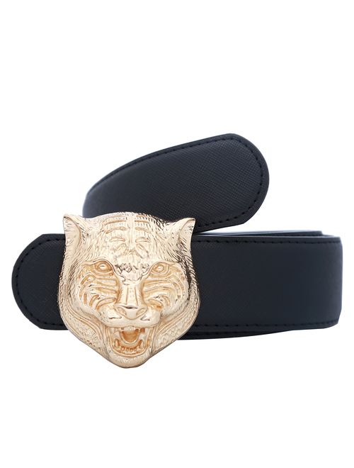 Yuangu Men's Big Tiger Buckle 38-mm Italian Leather Belt