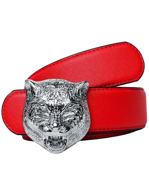 Yuangu Men's Big Tiger Buckle 38-mm Italian Leather Belt