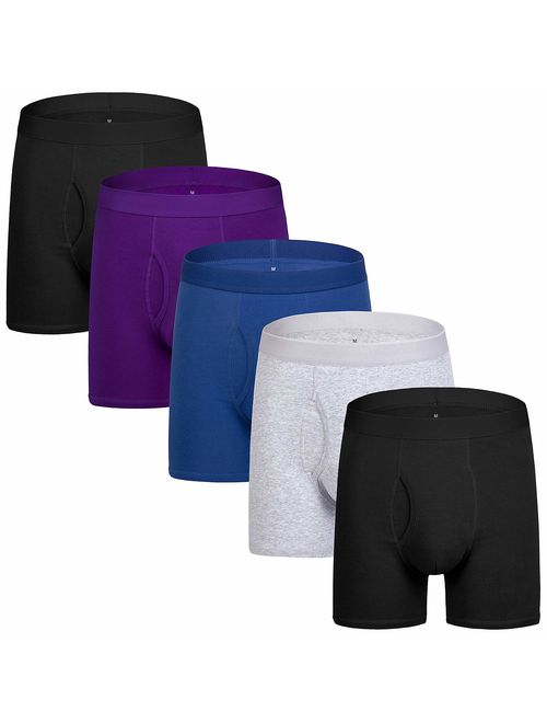 Natural Feelings Boxer Briefs Cotton Men's Underwear Boxer Briefs Underwear Men Pack Fly Front with Pouch