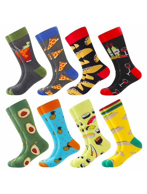 Men's Fun Dress Socks Patterned Crew Colorful Funky Fancy Novelty Funny Casual Socks for Men