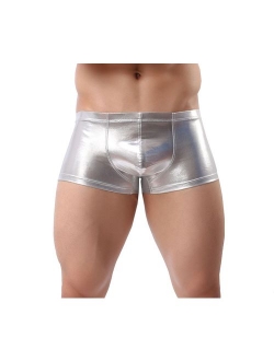 TESOON Mens Imitation Leather Underwear Sexy Boxer Briefs