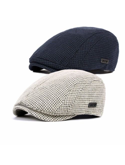 Bigface Up Pack of 2 Men's Cotton Flat Cap Ivy Cabbie Driving Hat Hunting Newsboy Cap