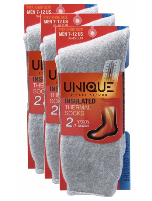 Set of 3 Thermal Socks for Men- Heated Winter Socks for Cold Weather Protection - Warm Insulated Socks for Winter