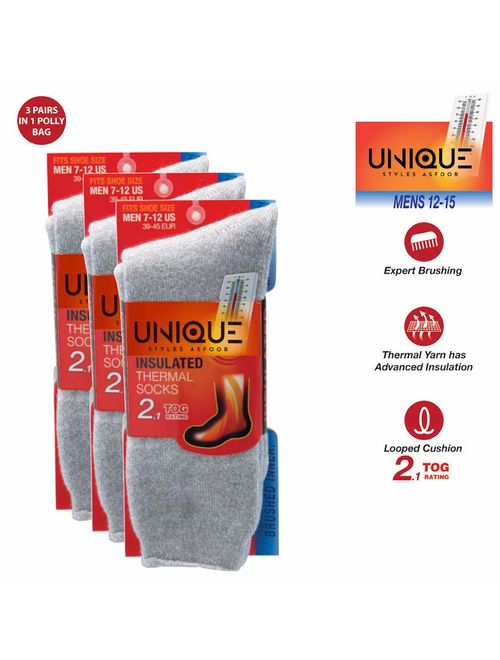 Set of 3 Thermal Socks for Men- Heated Winter Socks for Cold Weather Protection - Warm Insulated Socks for Winter