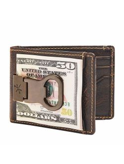 HOJ Co. Bottle Opener Front Pocket Wallet-Full Grain Leather-ID Bifold Money Clip Wallet