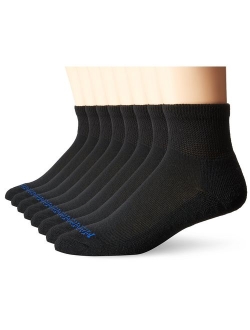 MediPEDS Men's 8 Pack Diabetic Quarter Socks with Non-Binding Top