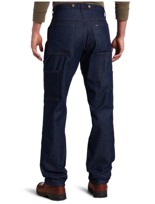 Key Industries Men's Indigo Denim Double Front Logger Dungaree Pant