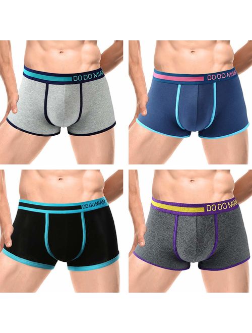 DODOMIAN Mens Boxer Briefs Underwear Colorful Cotton Boxer Briefs for Men Boys 4 Pack