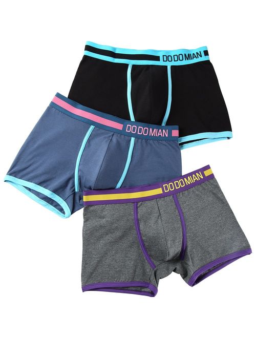 DODOMIAN Mens Boxer Briefs Underwear Colorful Cotton Boxer Briefs for Men Boys 4 Pack