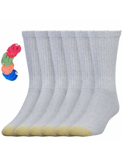 Men's Athletic Cotton Crew Socks 6-Pack / 6 Free Sock Clips Included