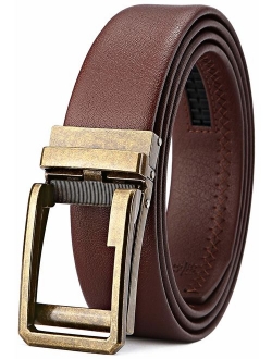 Bulliant Men Belt-Leather Ratchet Belt for Men Dress 1 3/8" In Gift Box, Size Adjustable byTrim to Fit