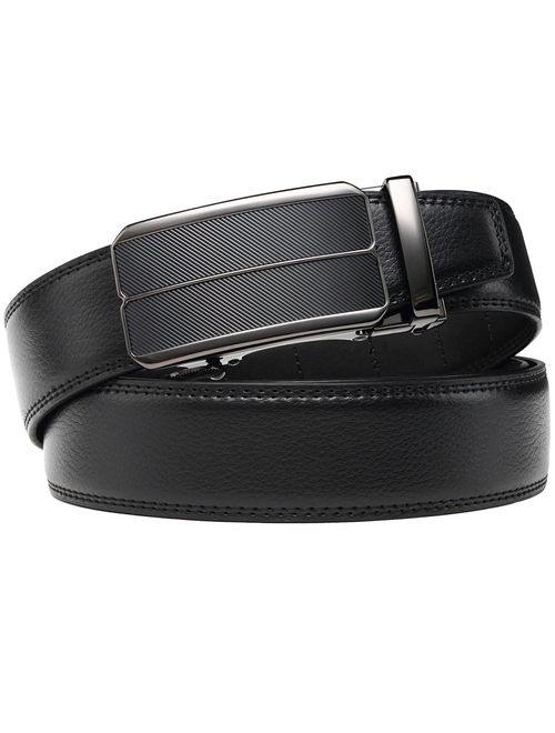 Bulliant Men Belt-Leather Ratchet Belt for Men Dress 1 3/8" In Gift Box, Size Adjustable byTrim to Fit