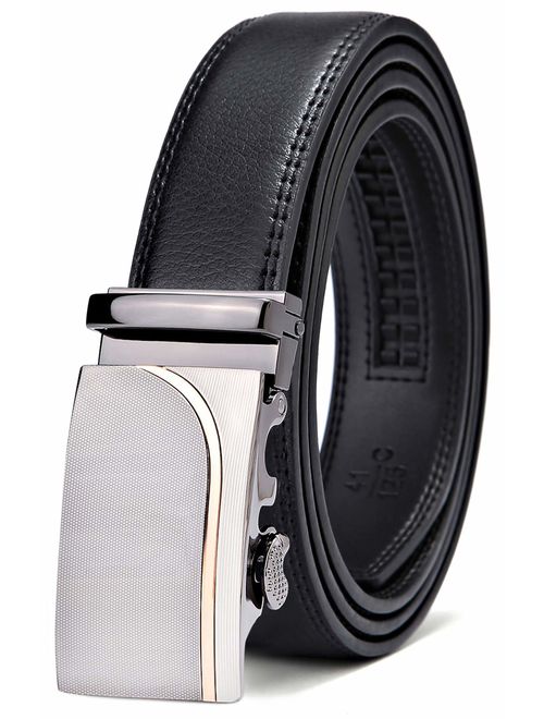 Bulliant Men Belt-Leather Ratchet Belt for Men Dress 1 3/8" In Gift Box, Size Adjustable byTrim to Fit