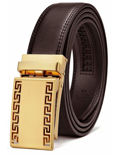 Bulliant Men Belt-Leather Ratchet Belt for Men Dress 1 3/8" In Gift Box, Size Adjustable byTrim to Fit