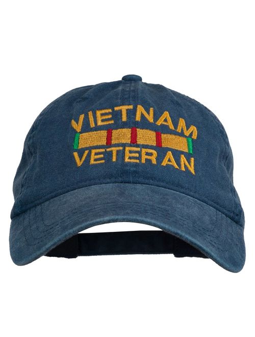 e4Hats.com Vietnam Veteran Embroidered Pigment Dyed Brass Buckle Cap