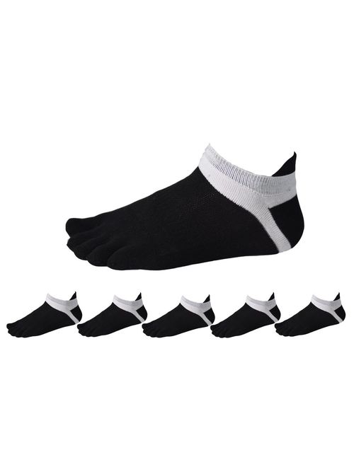 Men Cotton Low Cut Toe Socks 5 Finger No Show Mesh Wicking 6 Pack 9 Pack