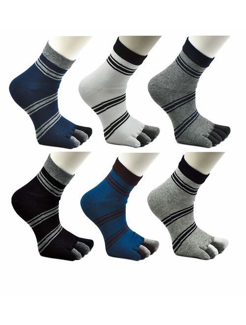 Men Cotton Low Cut Toe Socks 5 Finger No Show Mesh Wicking 6 Pack 9 Pack