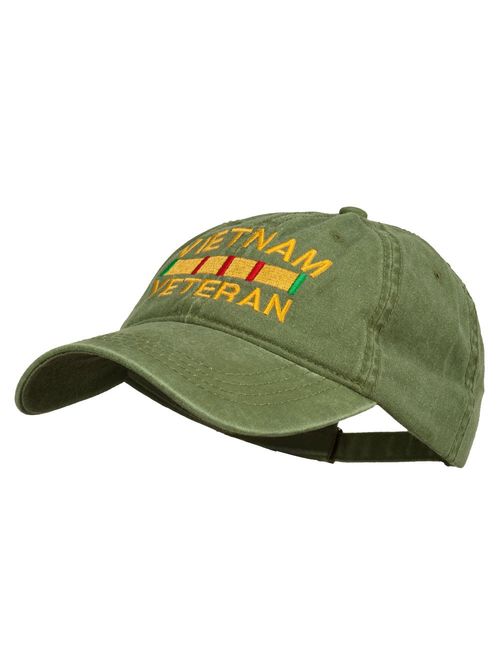 e4Hats.com Vietnam Veteran Embroidered Pigment Dyed Brass Buckle Cap - Olive OSFM