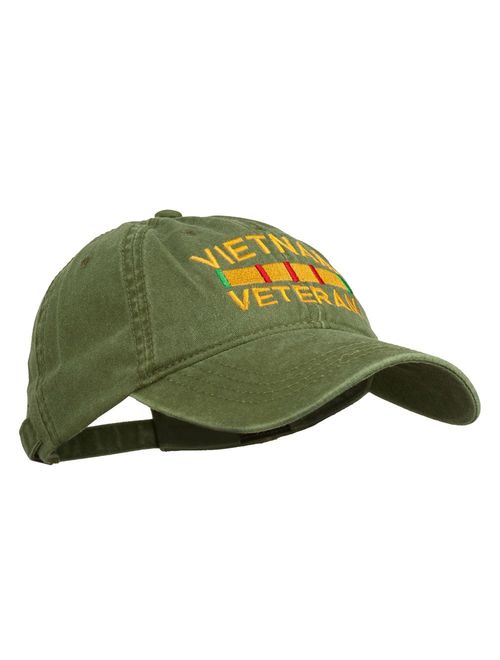 e4Hats.com Vietnam Veteran Embroidered Pigment Dyed Brass Buckle Cap - Olive OSFM