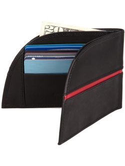 Front Pocket Men's Leather Wallet - Patented Design With ID And 6 Card Slots