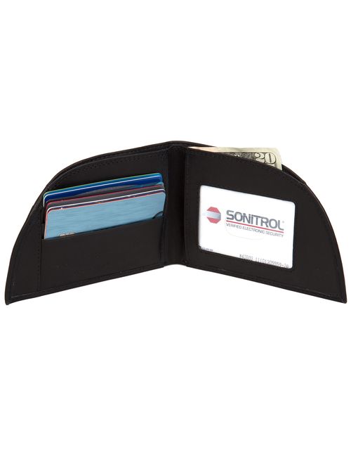 Front Pocket Men's Leather Wallet - Patented Design With ID And 6 Card Slots