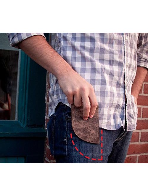 Front Pocket Men's Leather Wallet - Patented Design With ID And 6 Card Slots