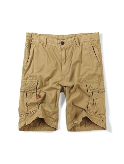 OCHENTA Men's Cotton Lesuire Multi Pockets Cargo Shorts