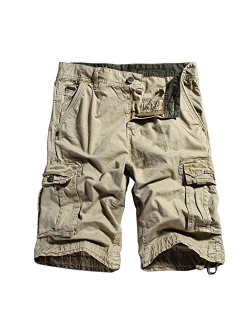 OCHENTA Men's Cotton Lesuire Multi Pockets Cargo Shorts