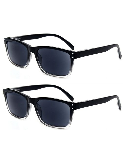 2 Pack Unisex Classic Style Sunglasses Readers - Comfortable Simple Stylish Readers