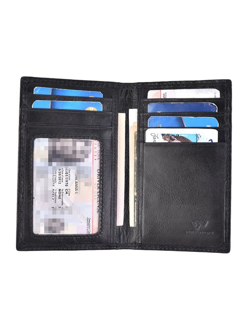 Slim Thin ID/Credit Card Holder RFID Genuine Leather Bifold Front Pocket Wallet