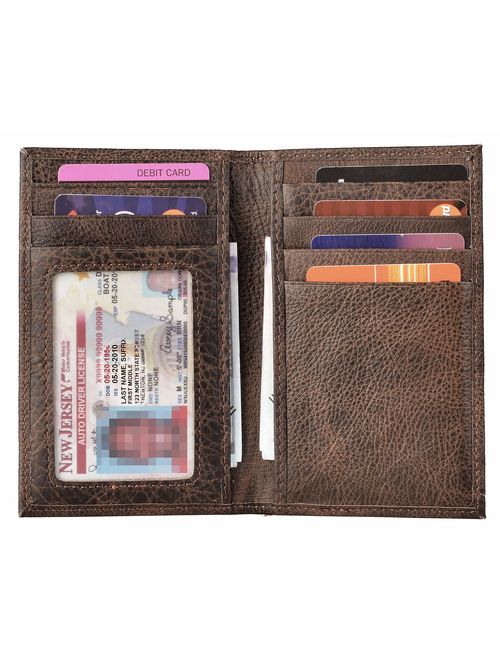 Slim Thin ID/Credit Card Holder RFID Genuine Leather Bifold Front Pocket Wallet