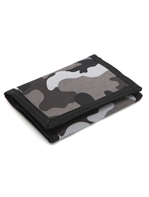 RFID Wallet Camouflage Wallet Nylon Trifold Wallets for Men,Mini Trifold Coin Purse with Zipper for Kids