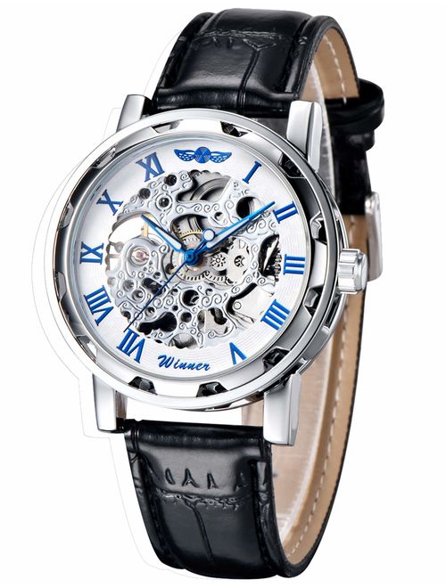 Gute Classic Steampunk Bling Automatic Mechanical Wristwatch See Through Skeleton Automatic Unisex Watch