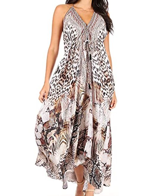 Sakkas Lizi Womens Maxi High-Low Halter Handkerchief Long Dress Beach Party