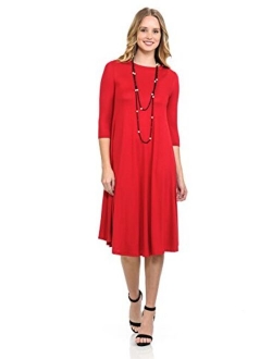 iconic luxe Women's A-Line Swing Trapeze Midi Dress