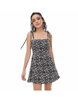 Women's Mini Dress Spaghetti Straps Sleeveless Boho Beach Dress