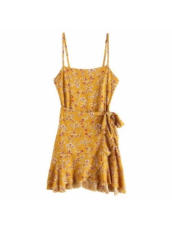 Women's Mini Dress Spaghetti Straps Sleeveless Boho Beach Dress